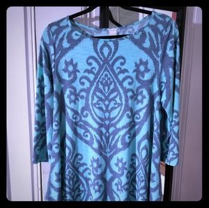 Turquoise and gray tunic with pockets